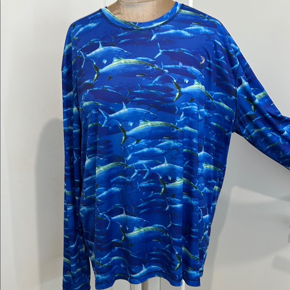 NWOT Reel Legends Aquaflage fishing shirt Awesome Fish All Over Graphics | XXL